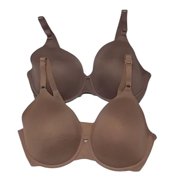 Warner's (2) Bras Cloud 9 Underwire Full Cover Comfy T Shirt Bras Tan 36DD / 36E - Picture 1 of 14